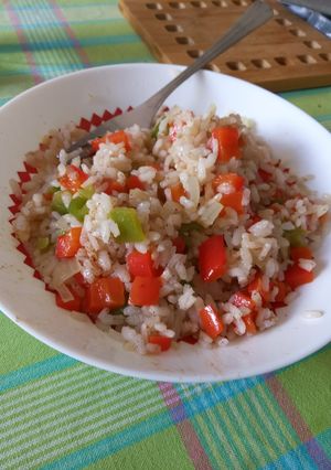 Una foto de Arroz saludable con verdura al vapor
