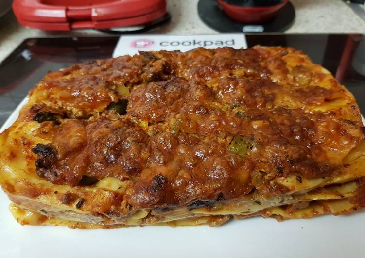 My Crisp Lasagne with soft Mozzarella Cheese on top. π