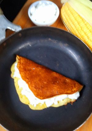 A picture of Cachapas - Venezuelan Corn pancakes.