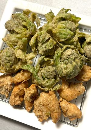 A picture of Tempura with Buckwheat Flour Batter.
