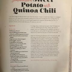 Southwestern Sweet Potato with Quinoa Chili A picture of Southwestern Sweet Potato with Quinoa Chili.