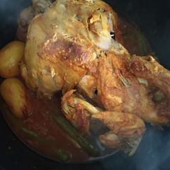 A picture of Baked whole chicken.