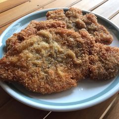 German pork schnitzel A picture of German pork schnitzel.