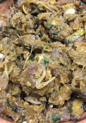 A picture of Karele gosht.