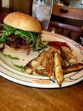 Carmalized Onion & Bleu Cheese Burger and Garlic Rosemary Fries