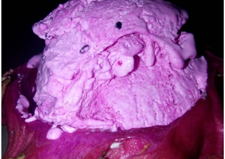 Resep Es krim kulit buah naga tepung kanji(TOP)super irit no susu, Lezat