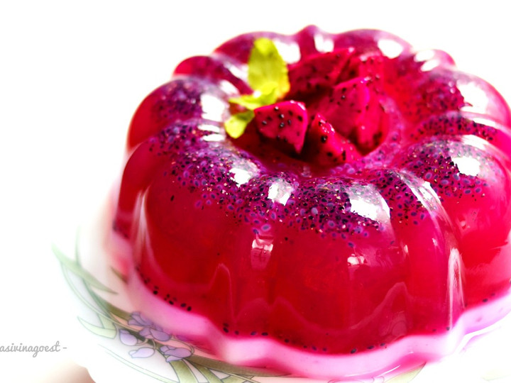 Resep Puding Buah Naga Lapis Susu Simpel