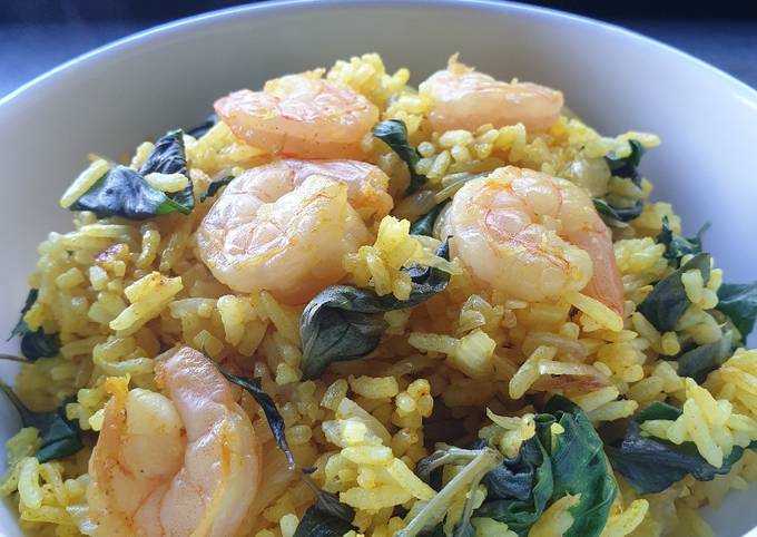 Prawn turmeric fried rice with basil