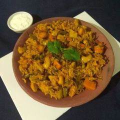 Veg biryani (in cooker) A picture of Veg biryani (in cooker).