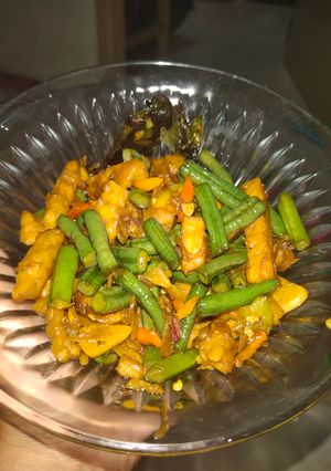 Foto resep Tumis kacang panjang dan tempe