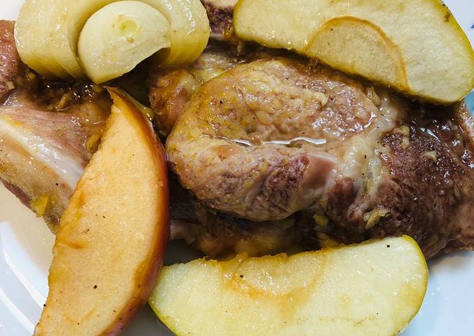 Baked Apple π Juice Glazed Pork Chops
