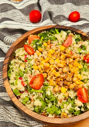 A picture of Couscous and Strawberry Tabbouleh.