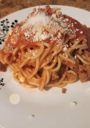 Una foto de Spaghetti a la bolognesa