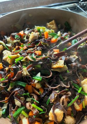 Hình của món Đậu xào ngũ sắc chay.