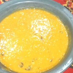 A picture of Arhar daal & paratha.