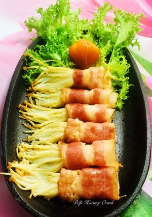 Hình của món Thịt Xông Khói Cuộn Nấm.