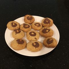 A picture of Peanut Butter Shortbread Cookies with Creamy Chocolate Centers.