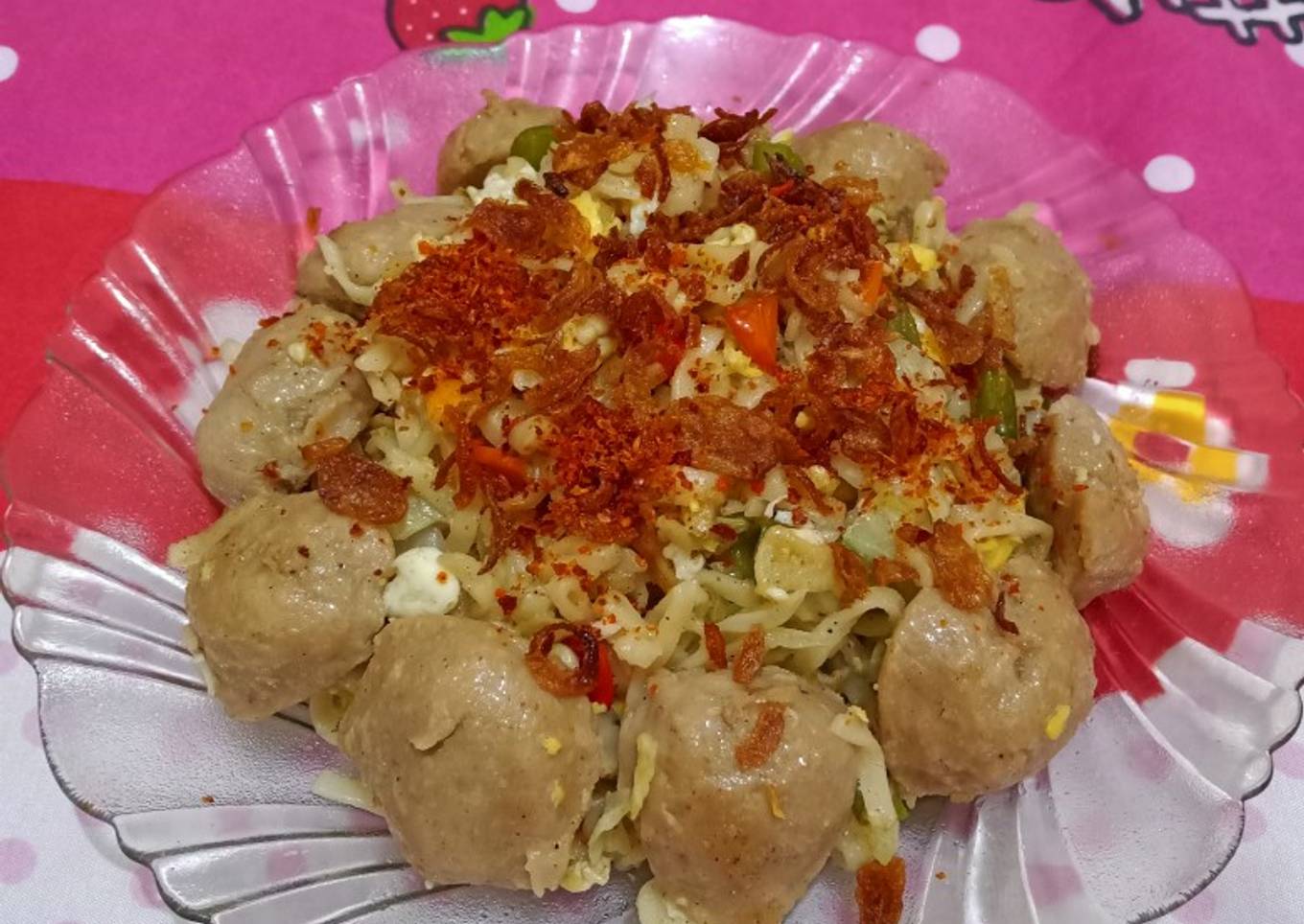 Bakmie Goreng Saus Tiram (Sayuran, Bakso, Telur)