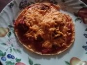 A picture of pita bread pizza