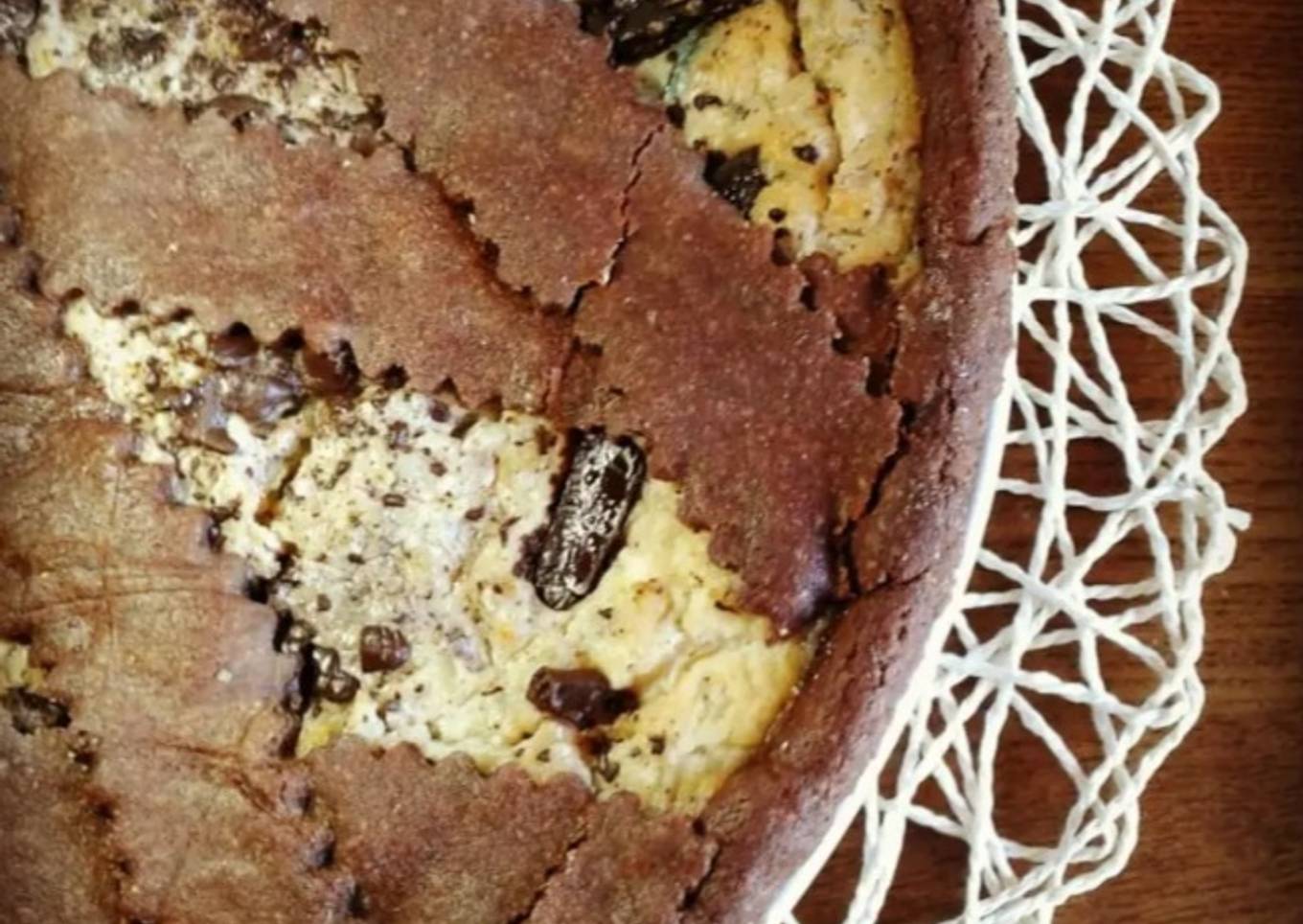 Cake with cocoa buns and chocolate chips