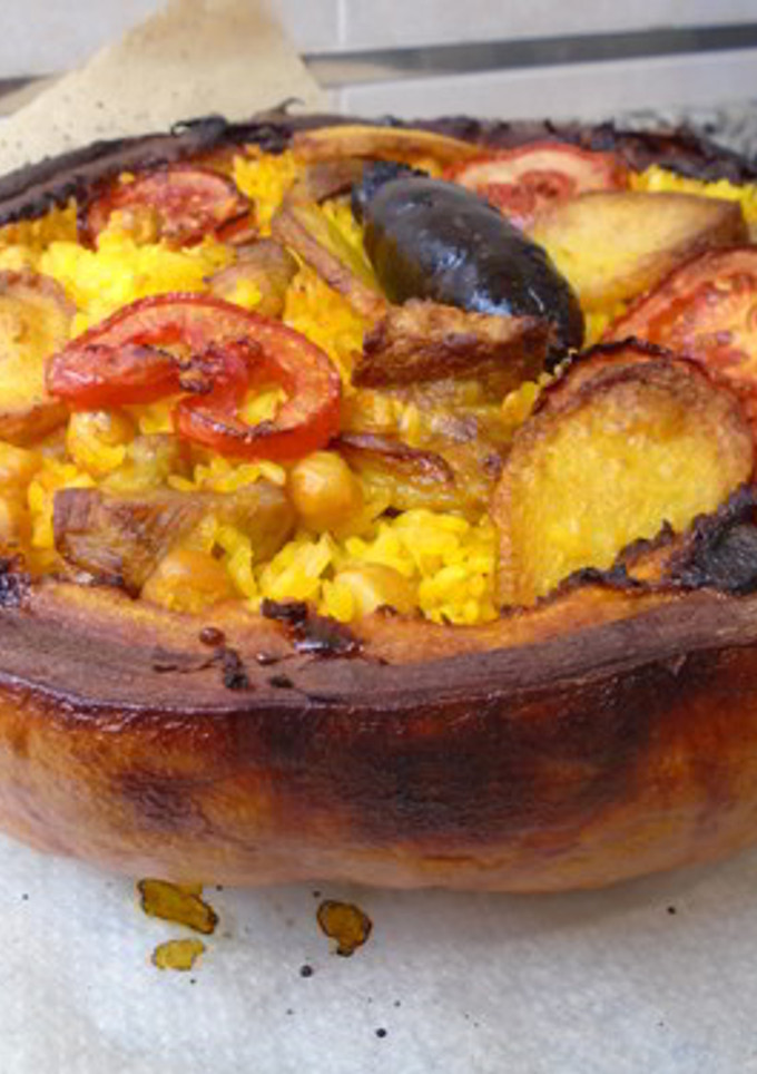 Una foto de Arroz al horno en calabaza