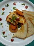Grilled vegetables with spinach and Toast