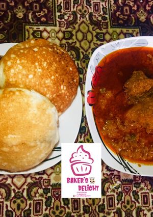 A picture of Masa and vegetable soup (miyan taushe) by Baker_delight_kn.