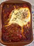 594. Huevos a la flamenca con patatitas (principal carne)