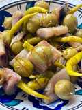 Gildas de sardina ahumada con caramelo de jengibre