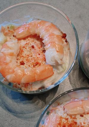 Une photo de Verrines apéritives fraîcheur aux crevettes