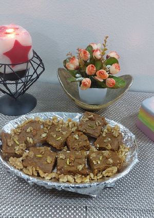 A picture of Walnuts coconut burfi.