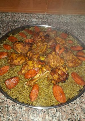 صورة لوصفة فريكة مفلفلة.😋😋مع جاج محمر..🐓أول مرة بعملها