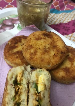 A picture of Chicken cheese potato cutlets.