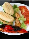 My mini Chicken burgers, Salad & Char grilled Roast Pepper