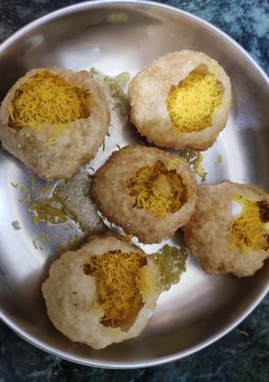 A picture of Homemade panipuri.