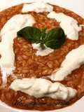 Risotto al pomodoro e basilico con stracciatella