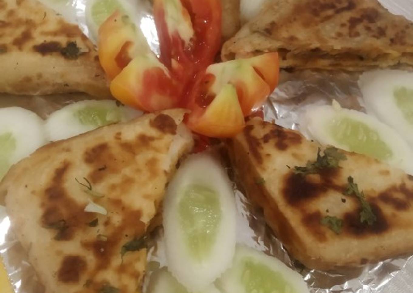 Potato & soya nuggets chapati triangle