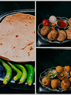 சப்பாத்தி, காரட், உருளை கட்லெட் &போண்டா. செய்முறை முக்கிய புகைப்படம்