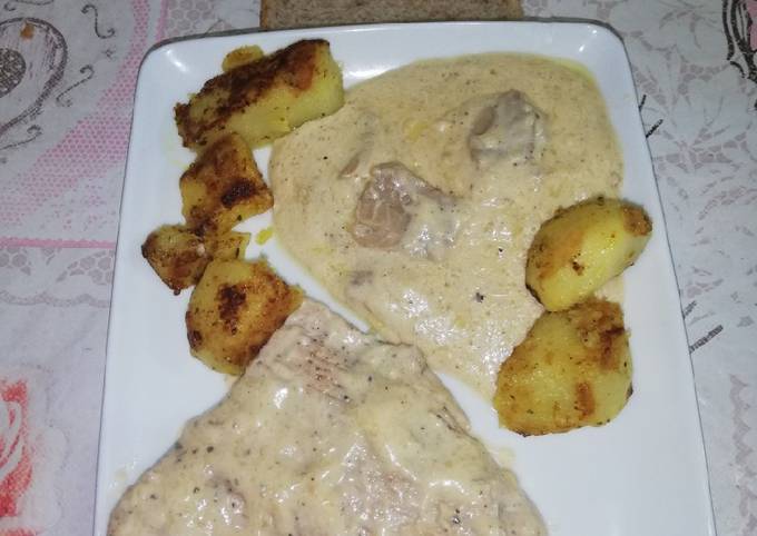 Escalope avec la crème fraîche