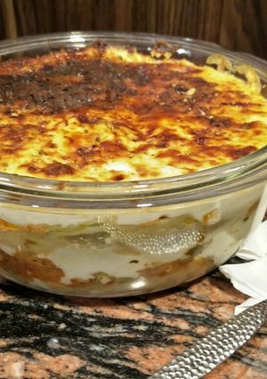 A picture of Paneer makhani lasagna.