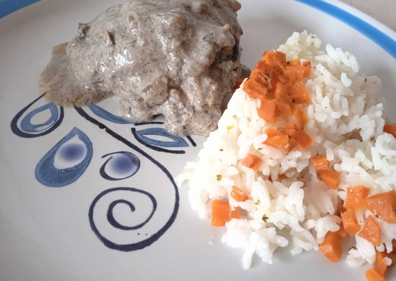 Pollo en crema de champiñones