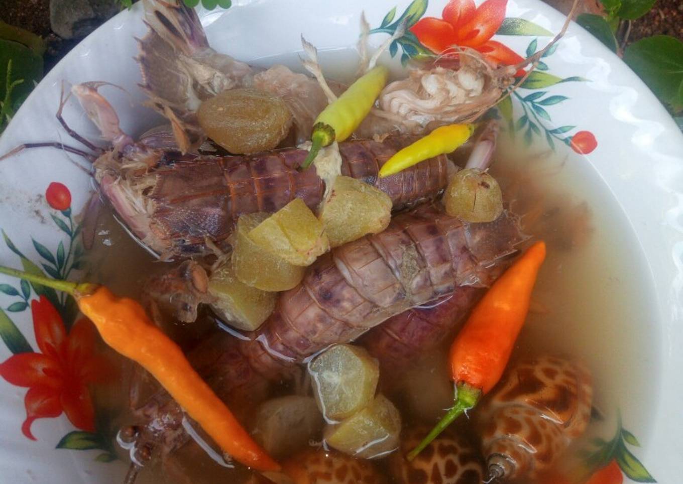 Pindangan keong laut dan udang yokdang tanpa bawang bawangan