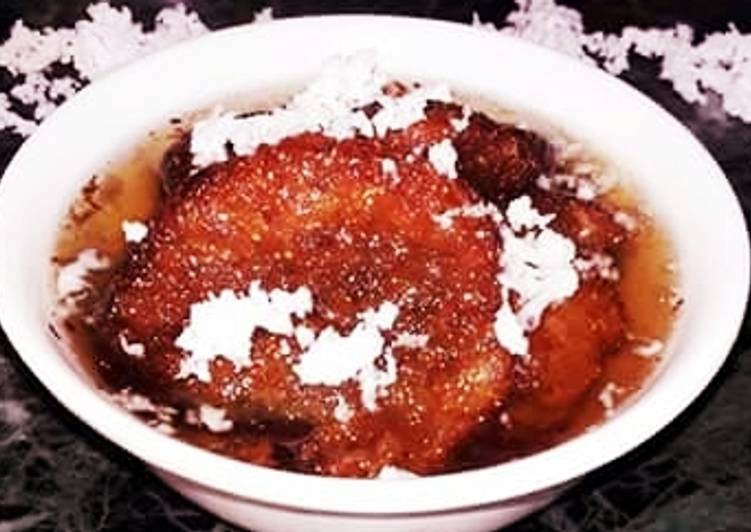 Chhena Malpua dipped with sugar syrup