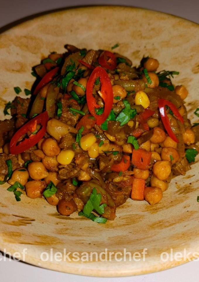 Нут з телятиною🐂 та овочами /Chickpeas with veal and vegetables