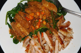 Cara Memasak Sayuran+ayam panggang bumbu pecel (Menu diet) Enak Dan Mudah