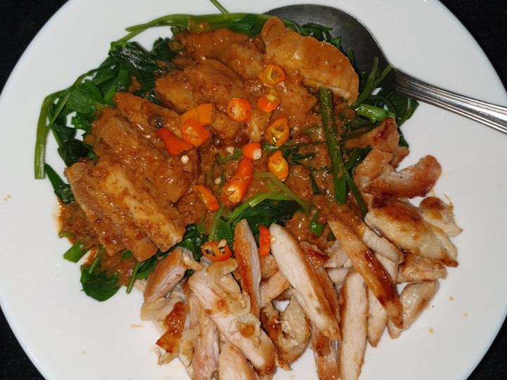 Cara Memasak Sayuran+ayam panggang bumbu pecel (Menu diet) Enak Dan Mudah