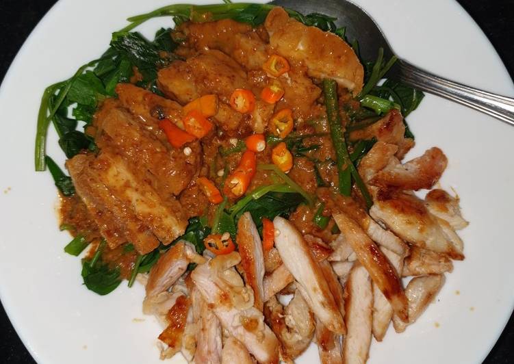 Resep Sayuran+ayam panggang bumbu pecel (Menu diet) yang Enak