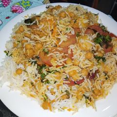 A picture of Chickpea Potato Biryani.