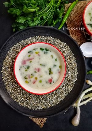 A picture of Smoky Pearl Millet / Bajri Soup.