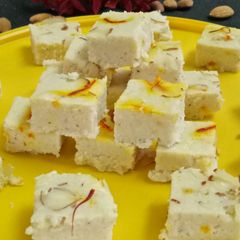 Steam paneer burfi A picture of Steam paneer burfi.